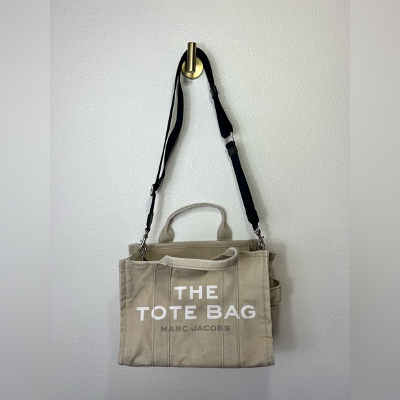 Marc Jacobs Beige and Black Canvas Tote Bag